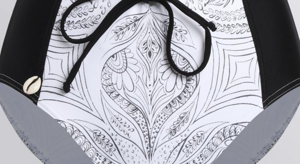 Black & White African Inspired Print & Lace Up Front