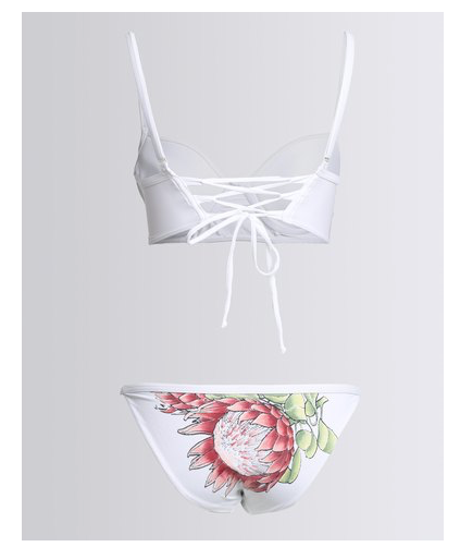 Protea Cupped Bikini With Lace Up Back