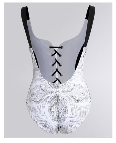 Black & White African Inspired Print & Lace Up Front